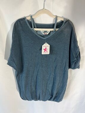 NWT Girls HARD TAIL 2 In 1 Slouchy Blue* Bubble Top Flaw**